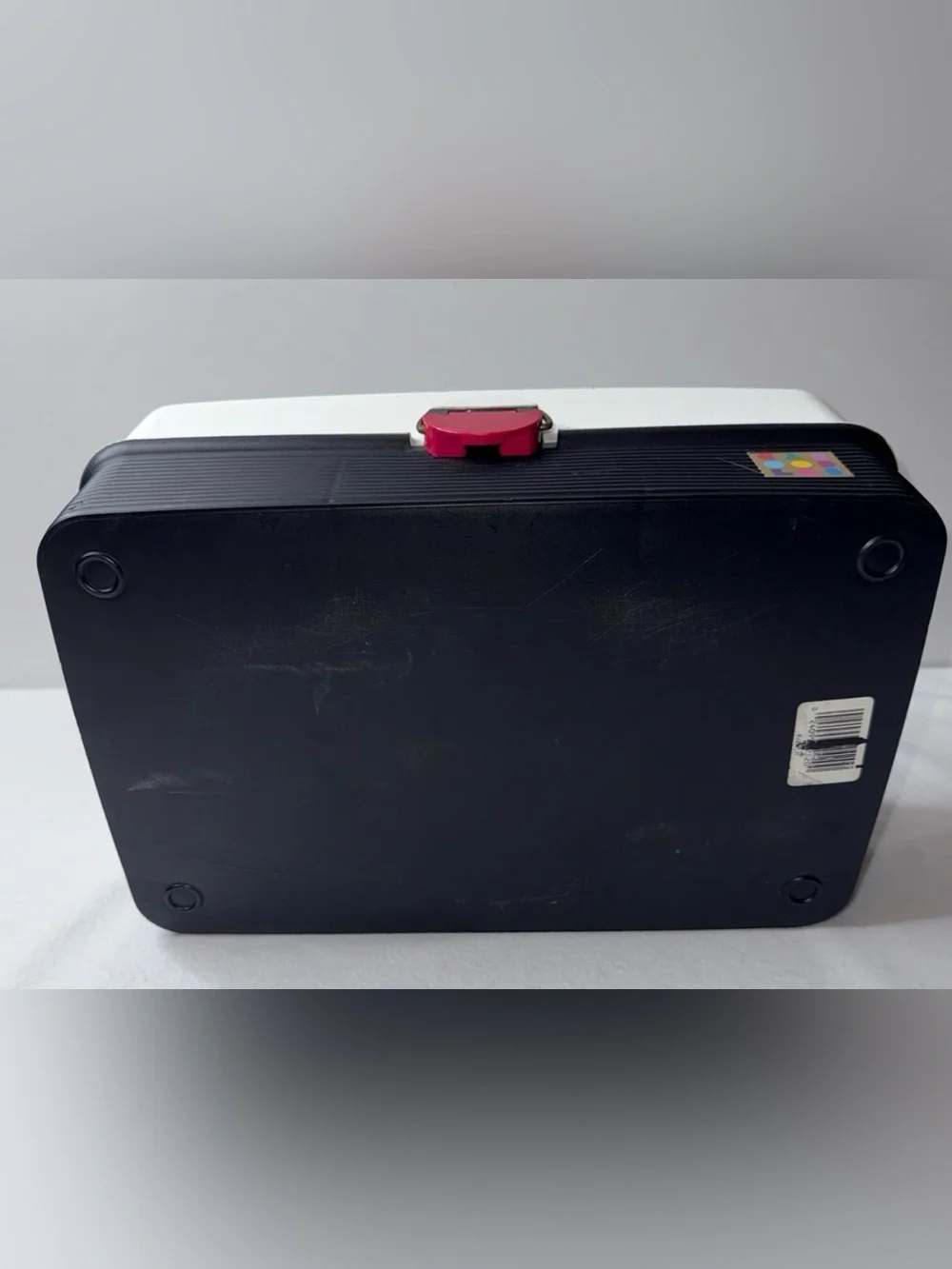 Retro Plastic Storage Case with Red Accent